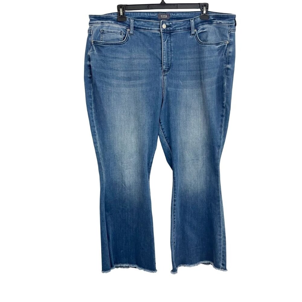 NYDJ Lift x Tuck‎ Medium Wash Denim Frayed Hem Flare Jeans - Size 22W